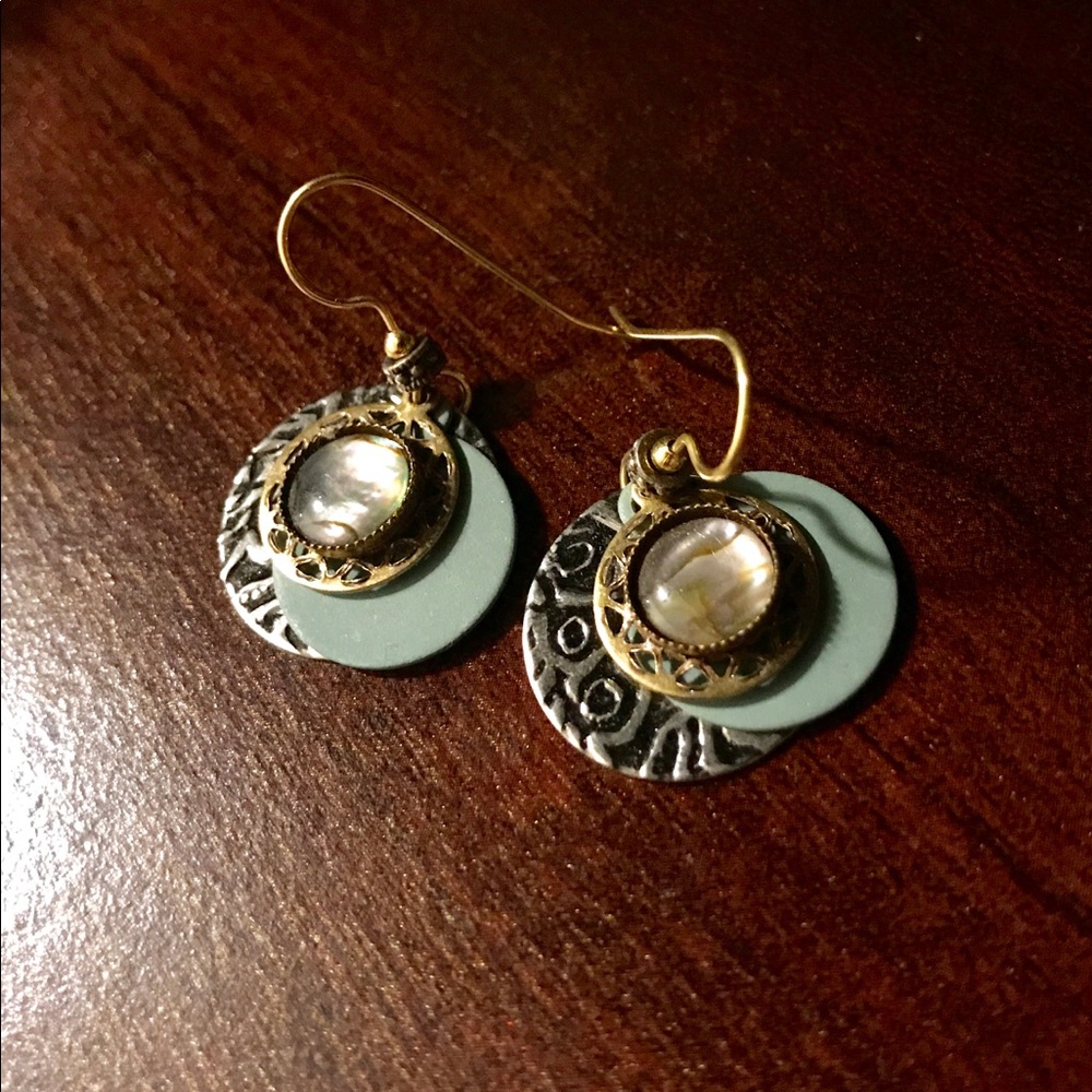 Multi Disc Layered Dangle Earrings